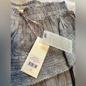 NWT LoveShackFancy Ruffle Mini Skirt in Washed Denim Size Medium